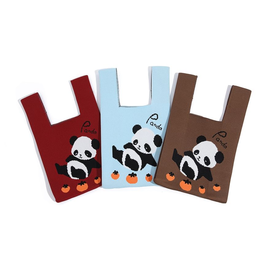 Panda Jacquard Knit Tote Bag