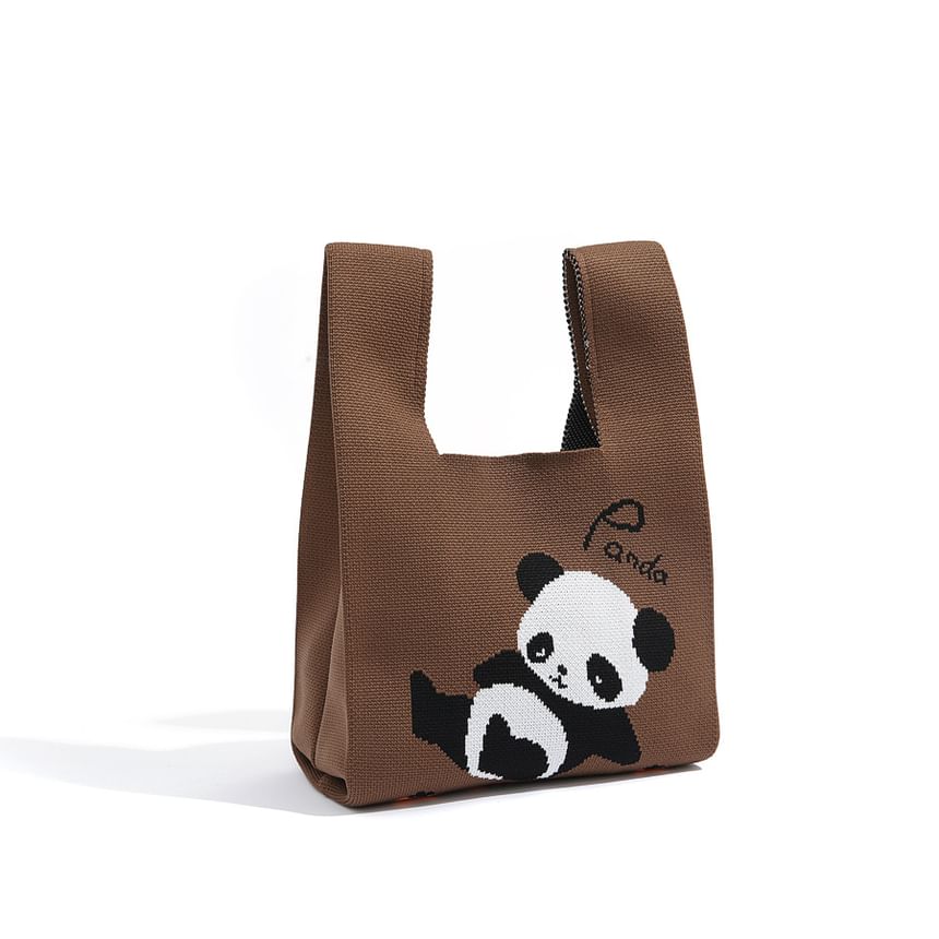 Panda Jacquard Knit Tote Bag