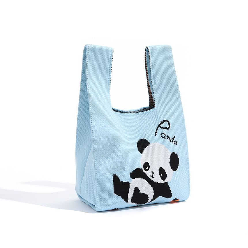 Panda Jacquard Knit Tote Bag