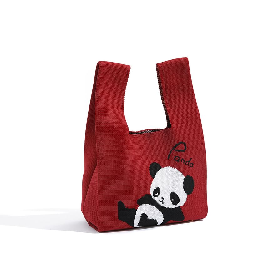 Panda Jacquard Knit Tote Bag