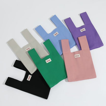 Lettering Applique Knit Tote Bag