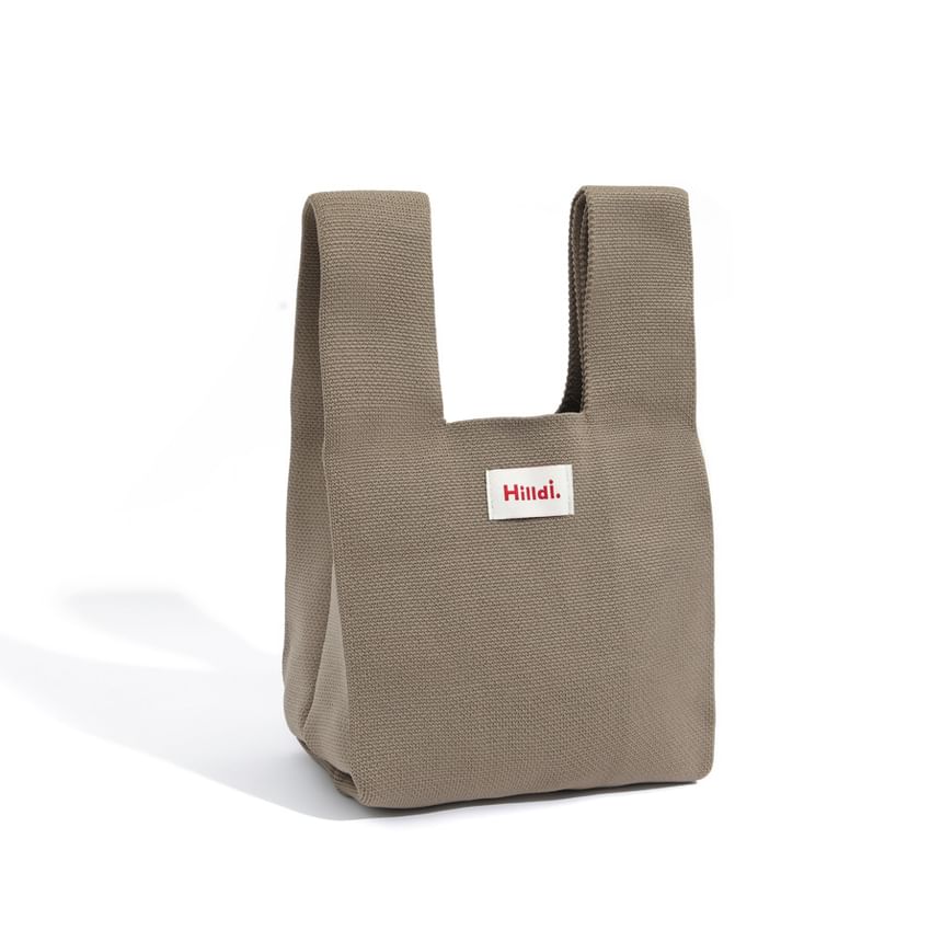 Lettering Applique Knit Tote Bag