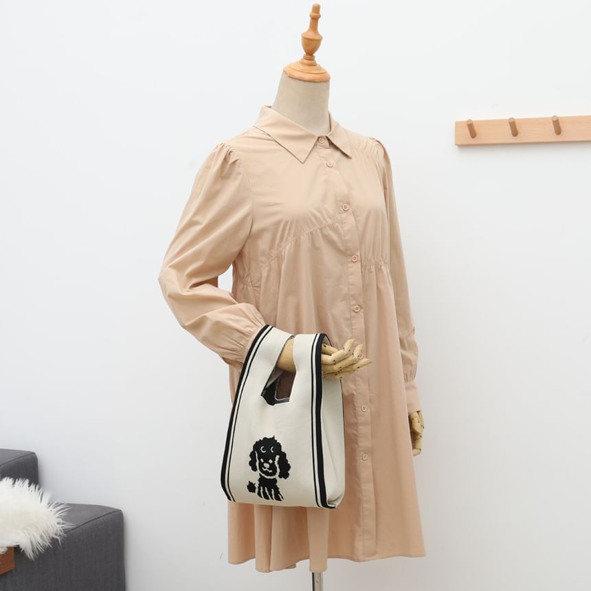 Dog Jacquard Knit Tote Bag