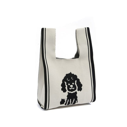 Dog Jacquard Knit Tote Bag