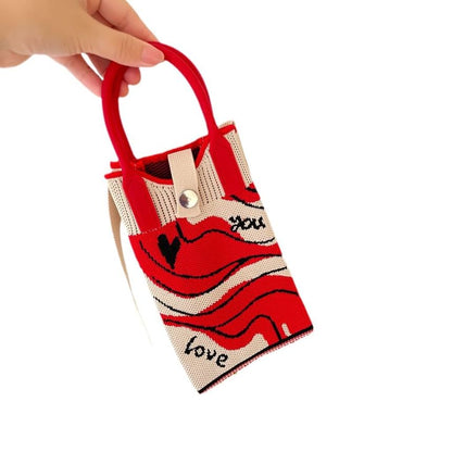 Top Handle Knit Crossbody Bag