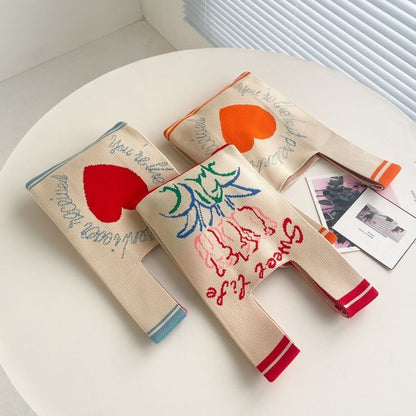 Patterned Knit Tote Bag