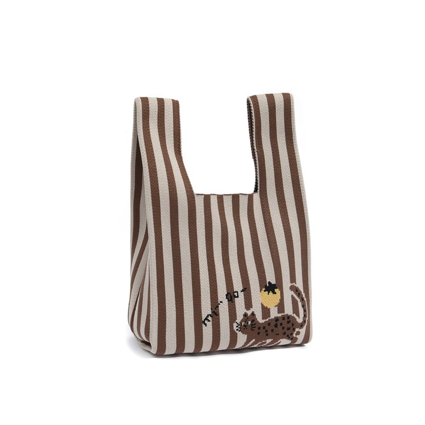 Cat Jacquard Knit Tote Bag