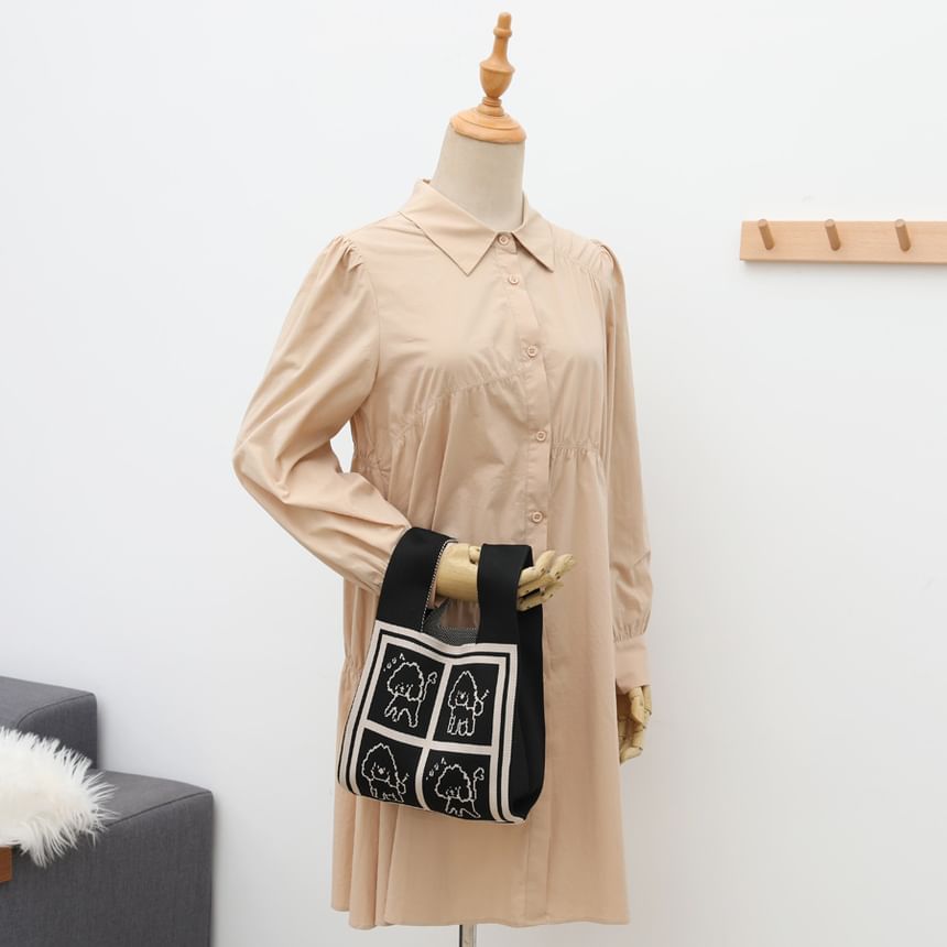 Dog Jacquard Knit Tote Bag