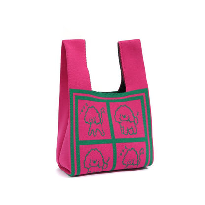 Dog Jacquard Knit Tote Bag