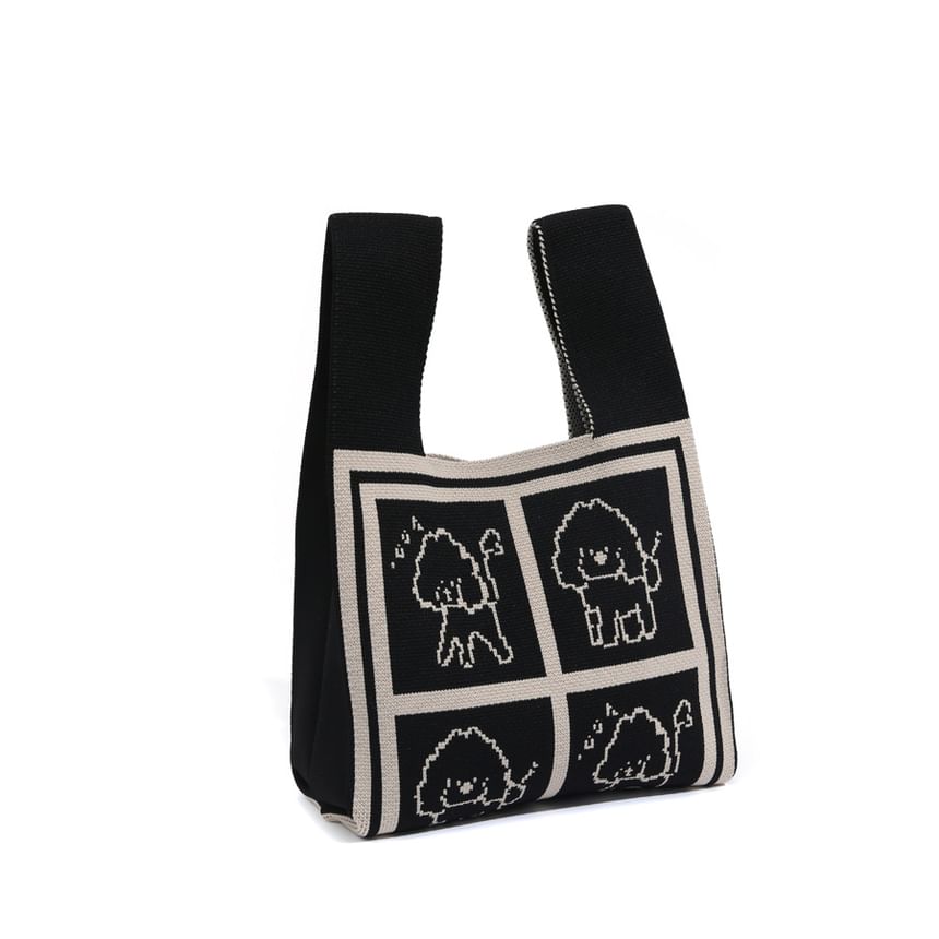 Dog Jacquard Knit Tote Bag