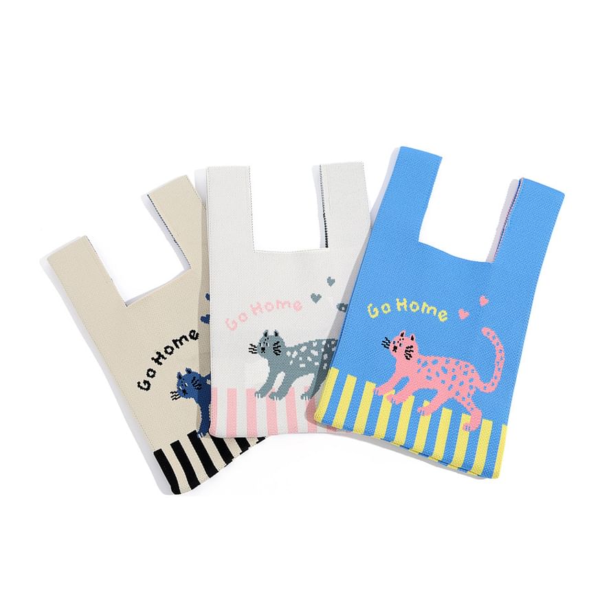 Cartoon Jacquard Knit Tote Bag