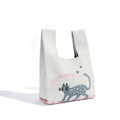 Cartoon Jacquard Knit Tote Bag