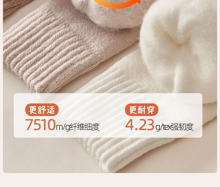 Plain Fleece-Lined Short Socks / Set