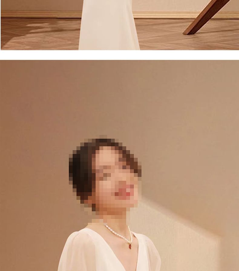 Short-Sleeve V-Neck Plain Mermaid Evening Gown