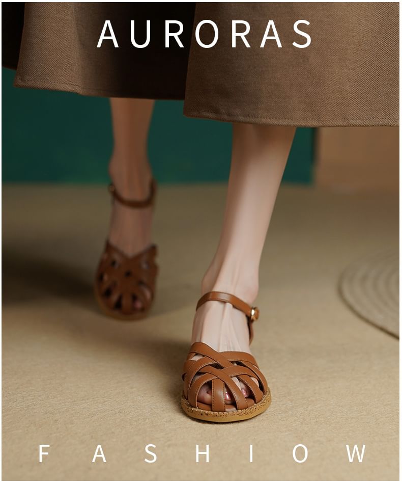 Cutout Low Heel Sandals