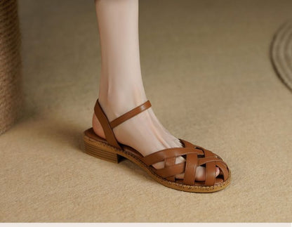 Cutout Low Heel Sandals