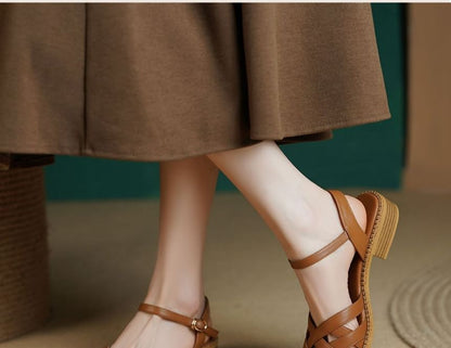 Cutout Low Heel Sandals