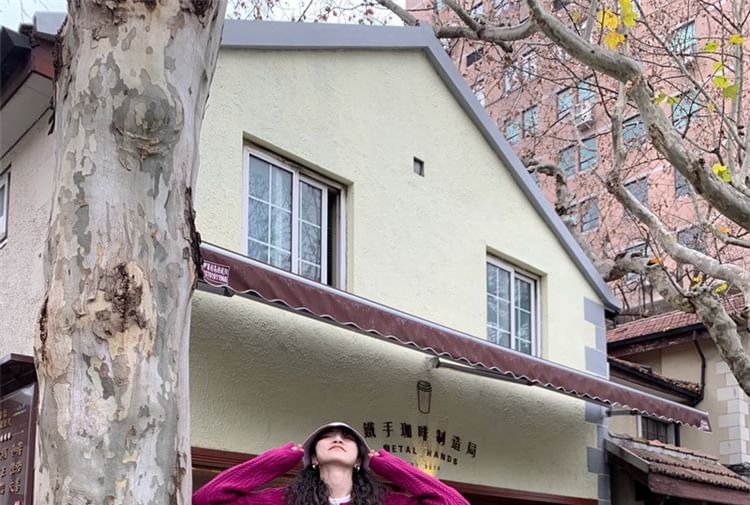 Knit Cardigan Button-Up Cable Plain