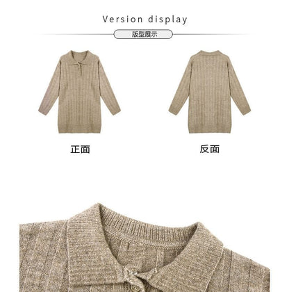 Plain Dress Long-Sleeve Polo-Neck Mini Sweater