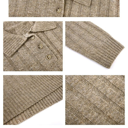 Plain Dress Long-Sleeve Polo-Neck Mini Sweater