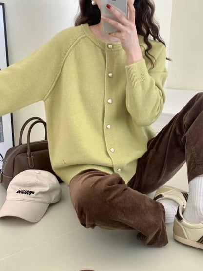 Plain Button-Up Cardigan