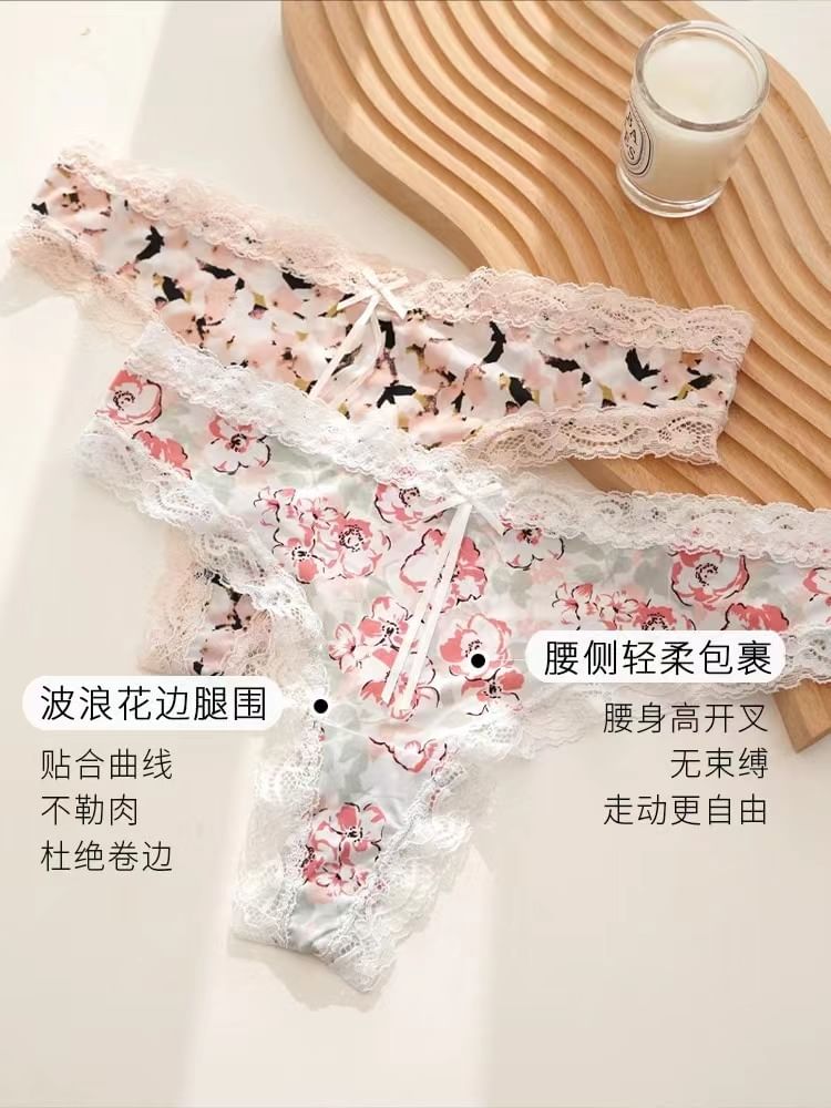 Set: Thongs Print Lace