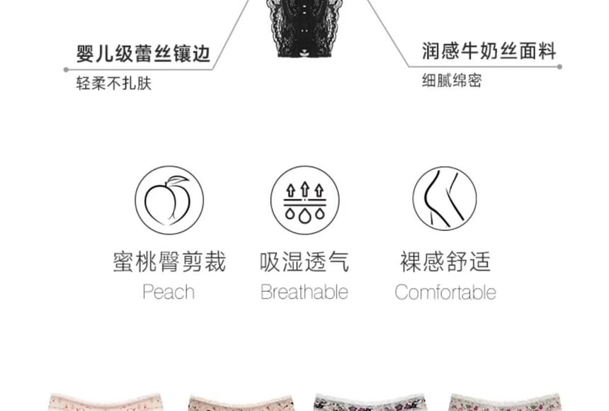 Set: Print Lace Thongs