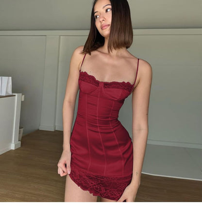 Spaghetti Strap Lace Mini Dress