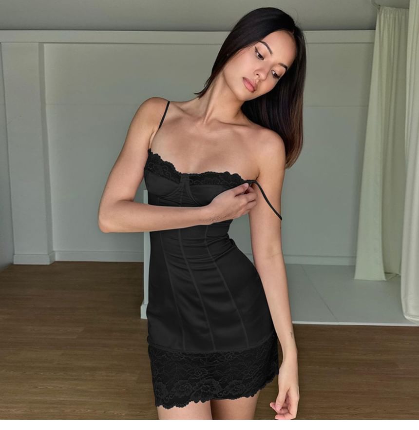 Mini Dress Strap Lace Spaghetti