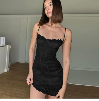 Spaghetti Strap Lace Mini Dress