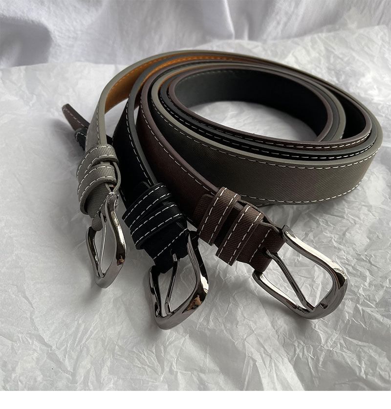 Contrast Stitching Faux Leather Belt