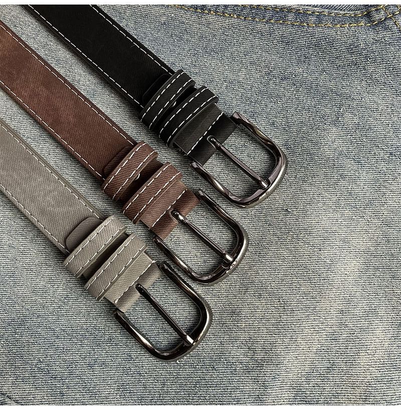 Contrast Stitching Faux Leather Belt