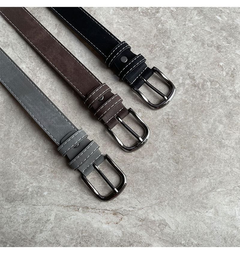 Contrast Stitching Faux Leather Belt