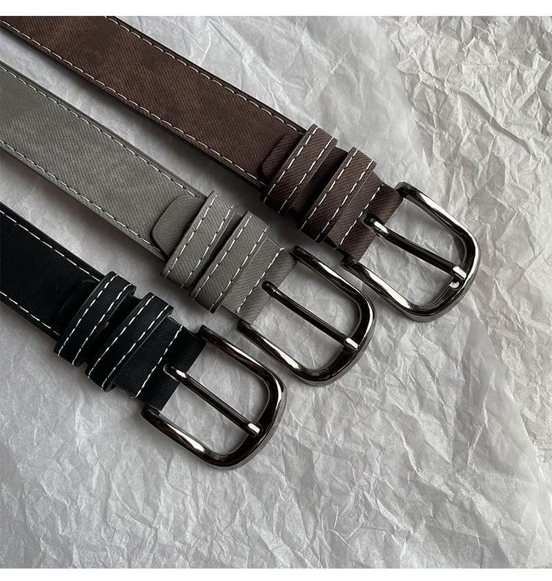 Contrast Stitching Faux Leather Belt