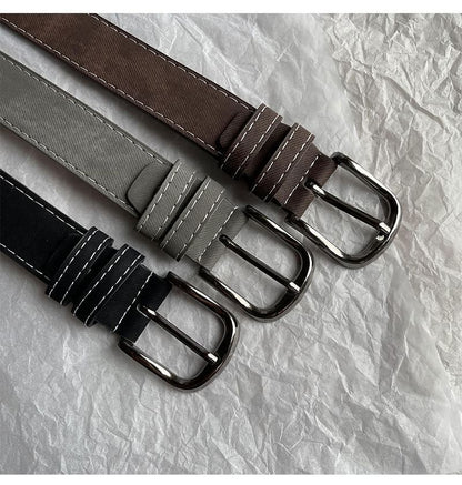 Contrast Stitching Faux Leather Belt