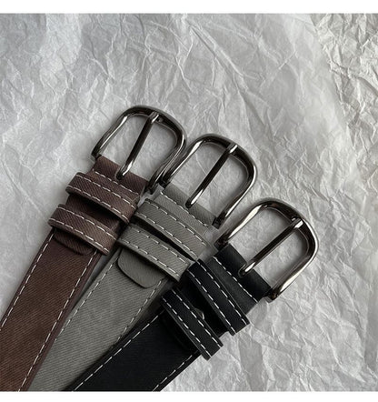 Contrast Stitching Faux Leather Belt