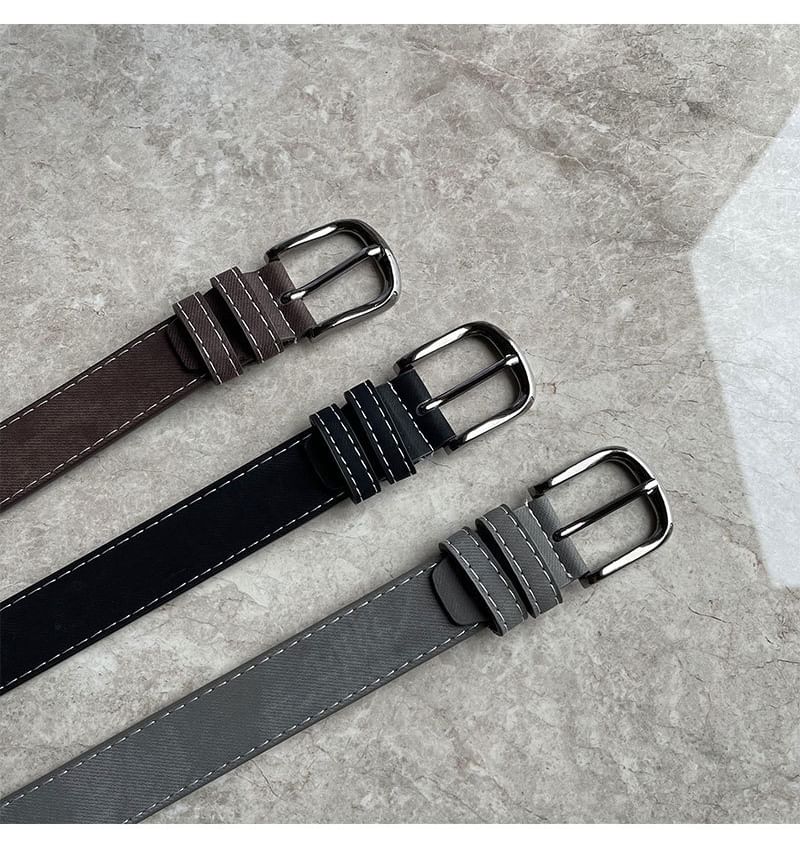 Contrast Stitching Faux Leather Belt