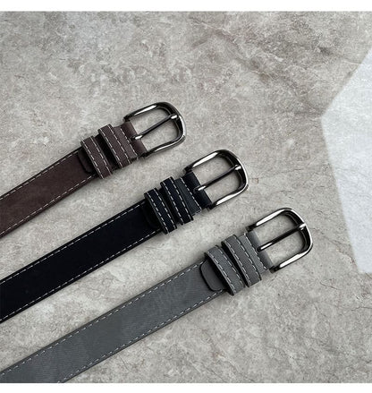 Contrast Stitching Faux Leather Belt