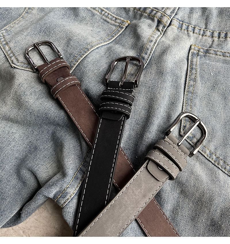 Contrast Stitching Faux Leather Belt