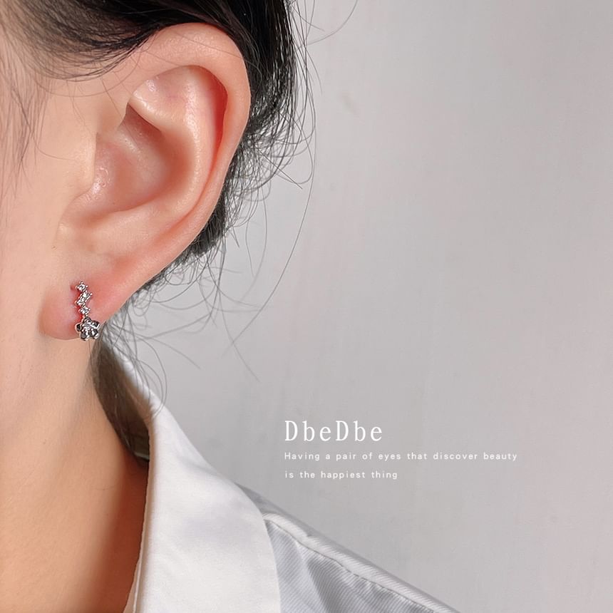 Rhinestone Ear Alloy Floral Cuff