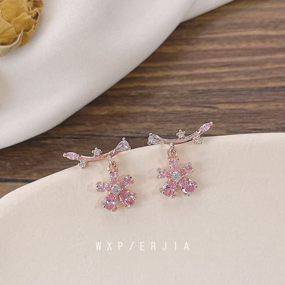 Rhinestone Alloy Floral Ear Cuff