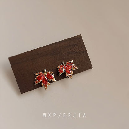 Alloy Ear Rhinestone Cuff Leaf