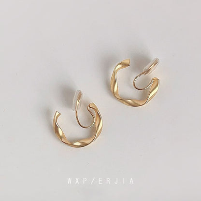 Earring Open Alloy Hoop Twisted Cuff