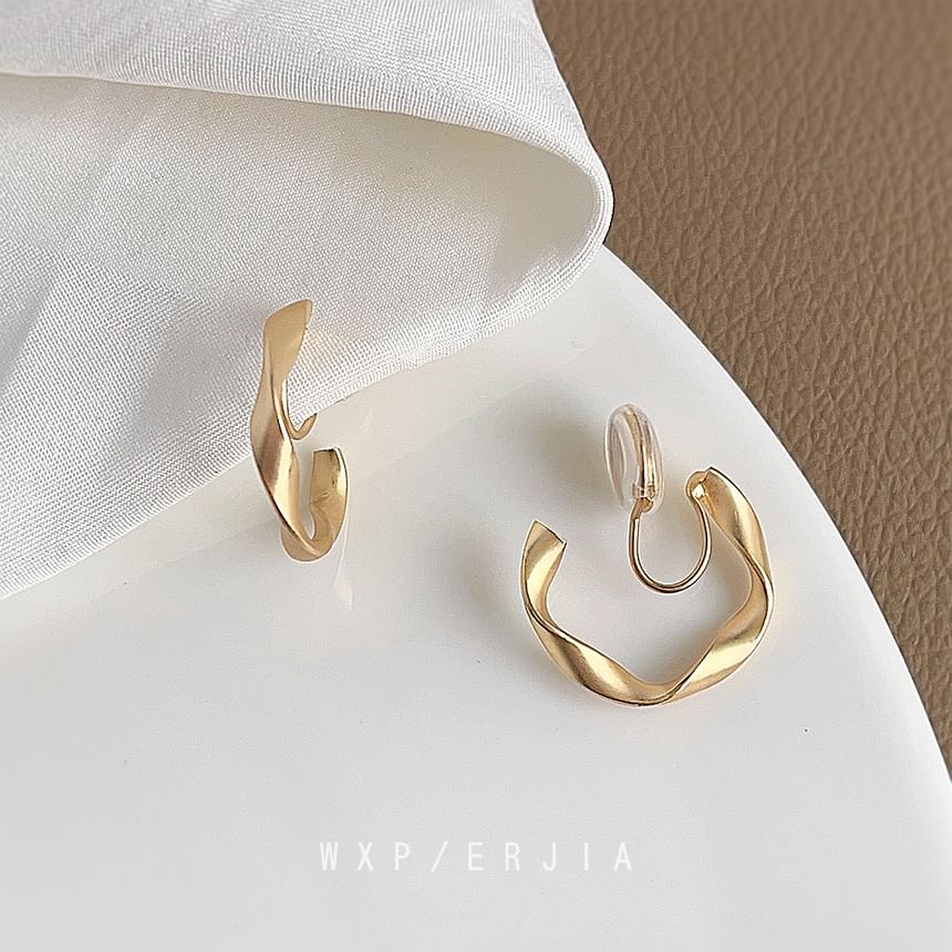 Earring Open Alloy Hoop Twisted Cuff