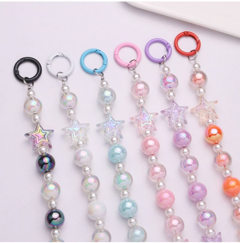 Star Faux Pearl Acrylic Bag Charm Keyring