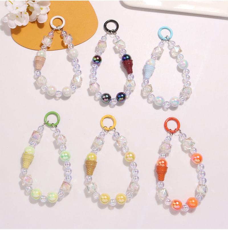 Ice Cream Acrylic Bead Bag Charm Keyring