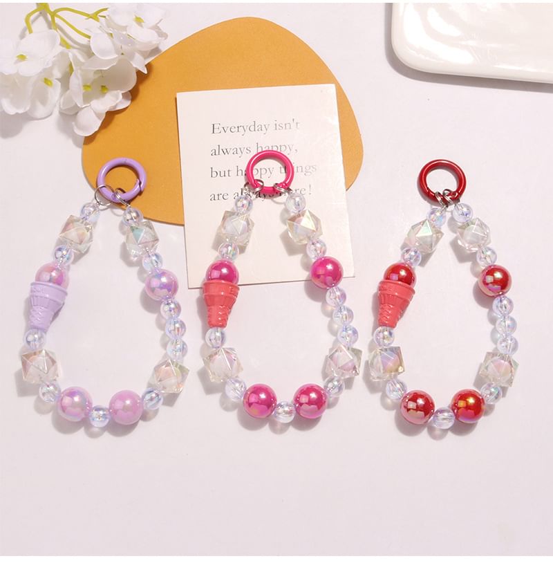 Ice Cream Acrylic Bead Bag Charm Keyring