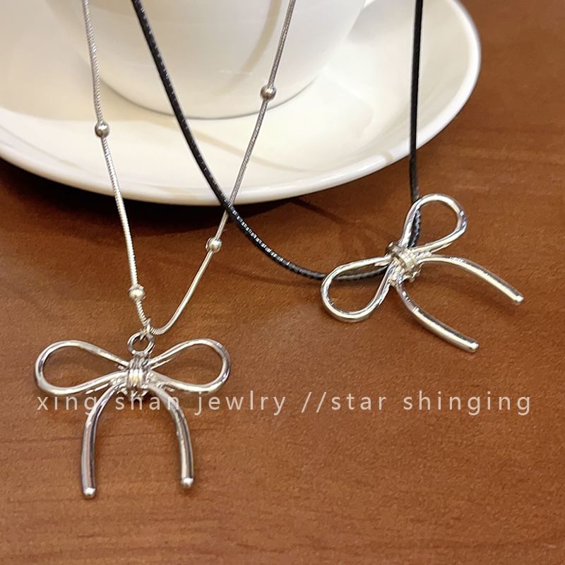 Necklace Bow Cord Pendant
