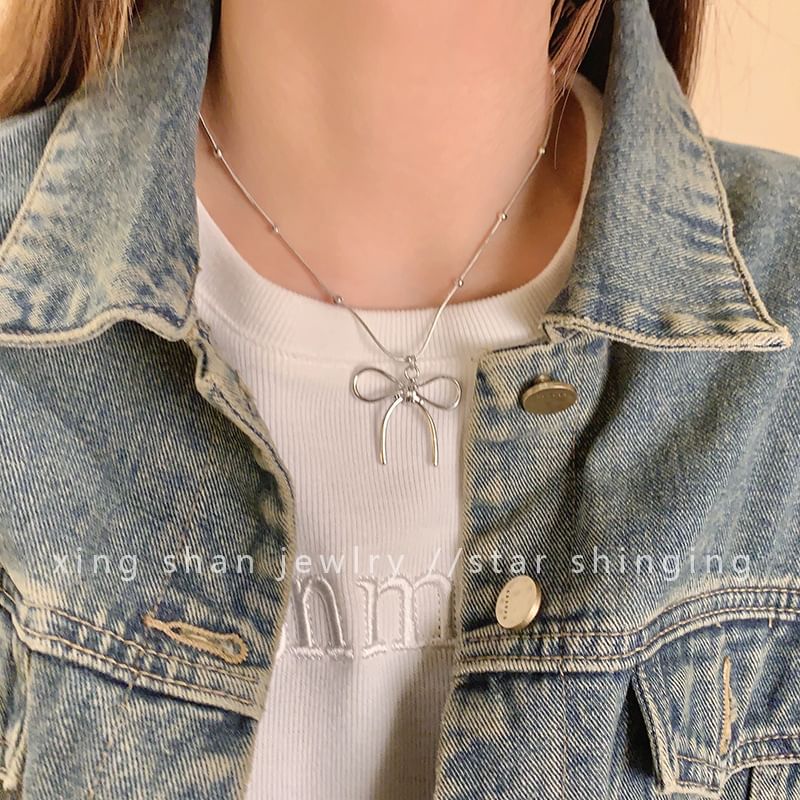 Necklace Bow Cord Pendant