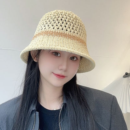 Straw Bucket Hat Foldable